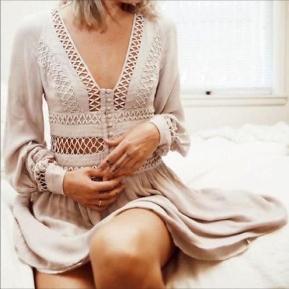 Free People Dresses & Skirts - Free People Crochet Festival Bohemian Mini Dress - Women's 2